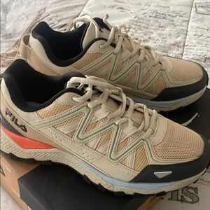 Fila Cream and Black Athletic Shoes with Secure Lacing , worn once !